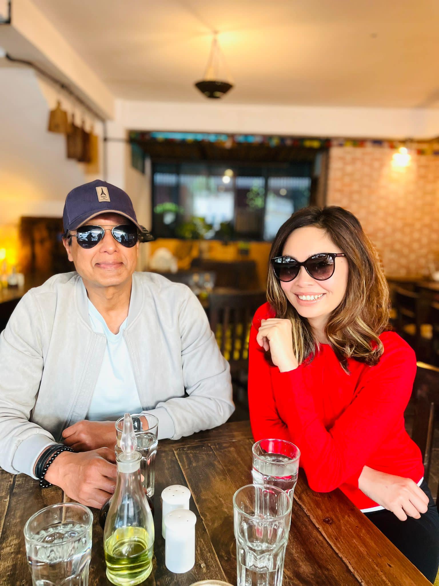 Rajesh Hamal with his wife Madhu Bhattarai.